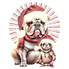 Christmas Bulldog Duo