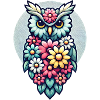 Bunte Blumen Eule