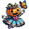 Mignonne princesse d’Halloween avec papillon