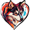 Husky Dog Heart Dog Love