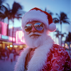 Santa in neon glow