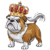 Cartoon Bulldog with Crown