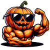 Cool muscular halloween pumpkin
