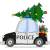 Police Car Police Christmas Black White