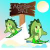 SKIING SKIER COUPLE - DINOSAUR