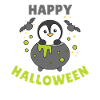 Pinguin Happy Halloween Hexenkessel Fledermaus