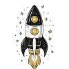 With the rocket into space
