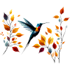 Hummingbird and autumn leaves