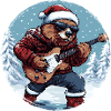Bear Christmas Rocker Guitar