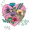 Heart with flowers, thank you