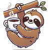 Sloth with coffee