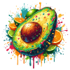 Avocado and citrus pouring paint