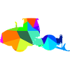 Steamroller Rainbow Polygon Construction Vehicle