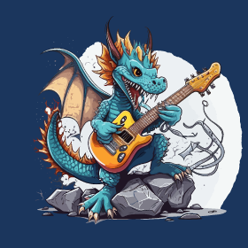 Motif Dragon Rocker : La Légende Musicale personnalisé sur vêtement
