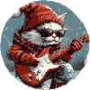 Cat Christmas Guitar Party