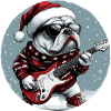 Bulldog Dog Christmas Rocker Guitar