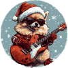 Pomeranian Dog Christmas Rocker Guitar
