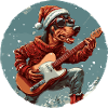 Doberman Dog Christmas Rocker Guitar