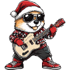 Akita Dog Christmas Guitar