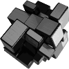 Silver-grey unstructured cube in perspective