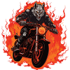 Motorcycle Biker Wolf Flame