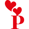 Letter p red heart