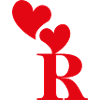 Letter r red heart