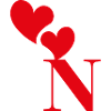 Letter n red heart