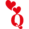 Letter q red heart