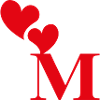 Letter m red heart