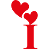 Letter i red heart