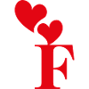 Letter f red heart
