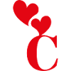 Letter c red heart