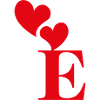 Letter e red heart