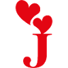 Letter j red heart