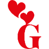 Letter g red heart