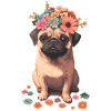 Pug with flowers