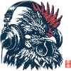 Rooster with headphones