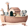 Sød dyreillustration – Noahs ark med dyr