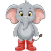 Elephant with red rubber boots