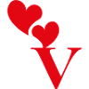 Letter v red heart