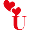 Letter u red heart