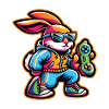 Cool bunny gamer with gamepad