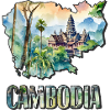Carte à l’aquarelle Cambodge