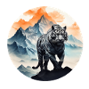 White tiger in the mountains