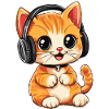 Cute Cat Headset Music