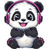 Cute Panda Headset Music