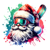 Snowboarder Santa Claus Snowboarding