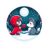 Conte de fées Petit Chaperon Rouge Loup Enfants Coeur Lune Mignon