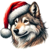 Howling Wolf with Santa Hat